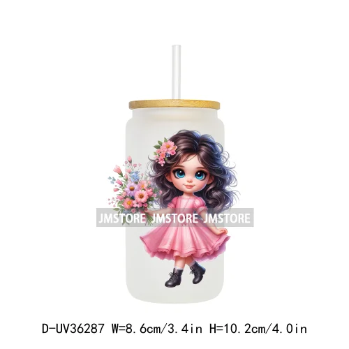 Cute Little Girl Butterfly Wings UV DTF Transfer Stickers Decal Ready To Apply Waterproof For 16OZ Libbey Glass Can Cups Tumbler