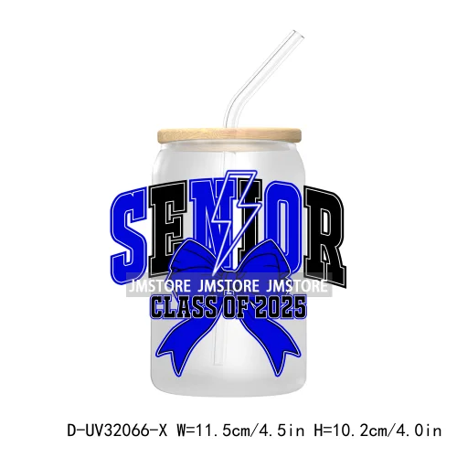 Coquette Bow Senior 2025 Western Grad Squad UV DTF Transfer Stickers Decals For Libbey Cold Cups Mugs Tumbler Waterproof Logo