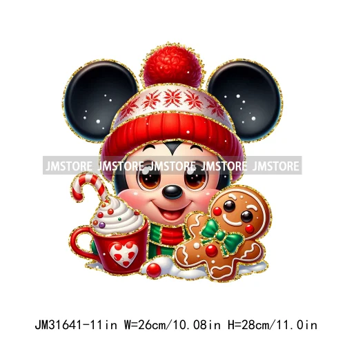 Cute Cartoon Christmas Character Coffee Gingerbread Merry Christmas Iron On DTF Transfers Stickers Ready To Press For T-shirts