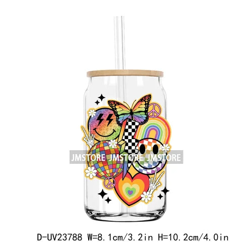 Retro Rainbow Butterfly Pride UV DTF Transfer Stickers Decals For Libbey Cold Cups Mug Tumbler Custom Waterproof Logo Proud Mama