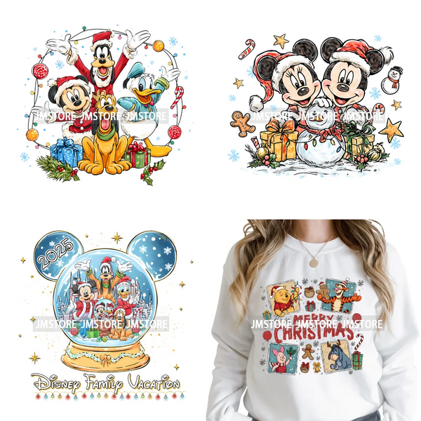 Funny Cartoon Mouse Friends Merry Christmas Movie Character Xmas Season Iron on DTF Transfer Stickers Ready to Press for Hoodies