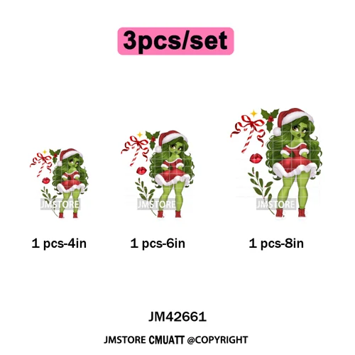 Magical Cartoon Girly Christmas Season Coquette Xmas Holiday Iron on DTF Washable Transfers Stickers Ready to Press for Textiles
