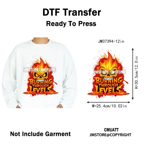12in Hip Hop Graffiti Urban Skull Gaming Controller Game Lovers Iron on DTF Transfers Stickers Ready to Press for Hoodies Bags