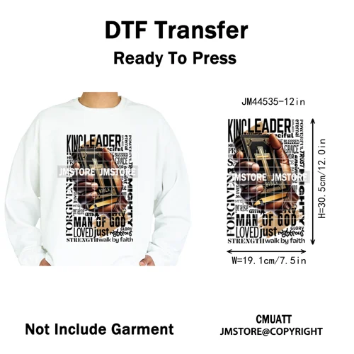 Bible Inspirational Quotes Black Prayer Men of God Religious Iron on Washable DTF Transfers Stickers Ready to Press for Textiles