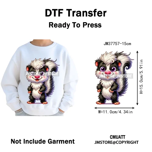 15cm 5.9in Kids Quirky Safari Cartoon Animal Iron On Transfers Stickers For Clothing DTF Printed Appliques Washable T-Shirts