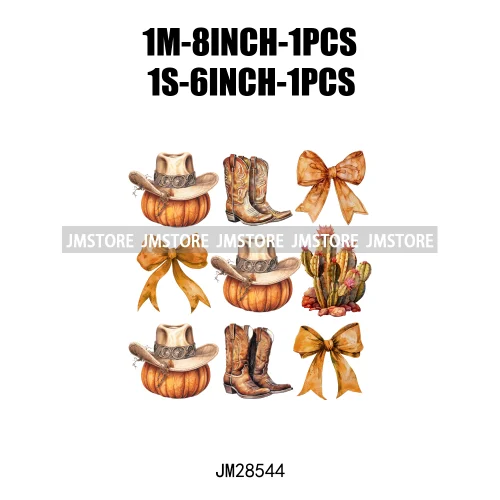 Howdy Western Boots Hat Fall Season Cowhide Leopard Pumpkin Coquette Bow Iron On DTF Transfer Sticker Ready To Press For Clothes