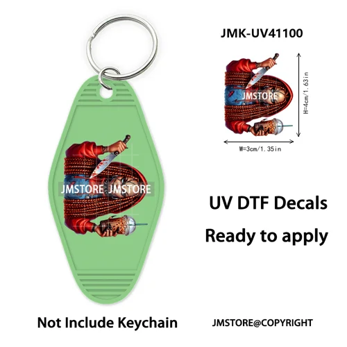Black Horror Mama Skull Skeleton Ghosts UV DTF Motel Keychain Wraps Ready To Apply Waterproof High Quality Hotel Keychain Decals