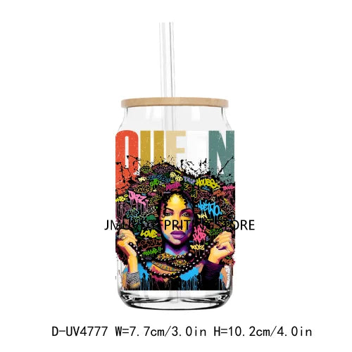 God Says I Am Black Queen Princess UV DTF Transfer Sticker Decal For Libbey Cold Cups Mugs Tumbler Waterproof DIY Logo Afro Girl