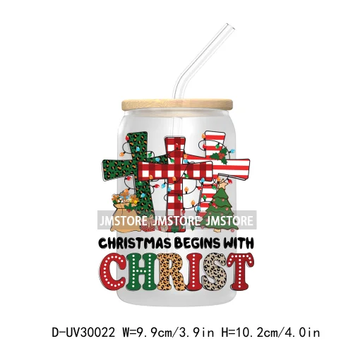 Christmas Cookie Baking Crew Gingerbread Man UV DTF Transfer Sticker Decal For Libbey Cold Cup Mug Tumbler Jesus Christmas Cross