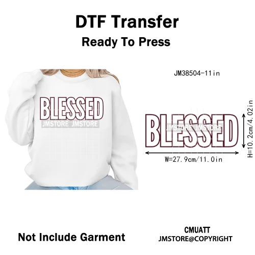 Inspirational God Faith Quotes Good Vibes Blessed Logos Iron on DTF Washable Transfers Stickers Ready to Press for T-shirts Bags