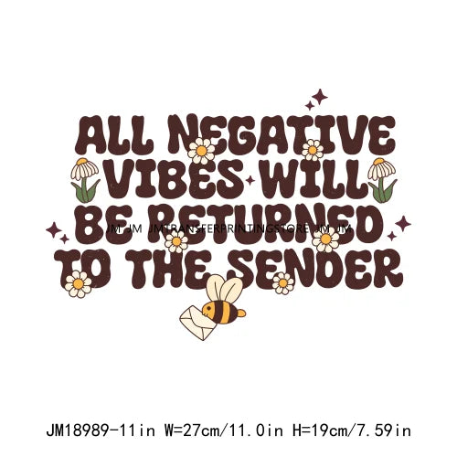 Colorful Retro Good Vibes Printing Designs Mental Health Motivational Positive Quotes Saying DTF Transfer Stickers For Shirts