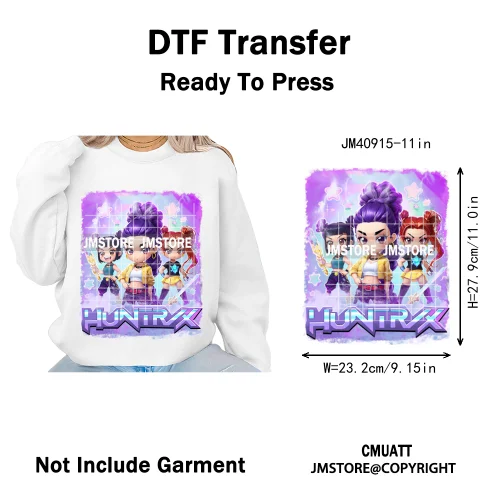 Music Kpop Group Lover Anime Fans Boys Girls Hunters Inspired Iron on DTF Washable Transfers Sticker Ready to Press for Clothing