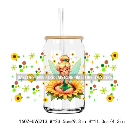 Cartoon Princess Coffee UV DTF Sticker For 16OZ Libbey Glass Cup Can Wrap Transfer Sticker Custom Print DIY Logo Magical Kingdom