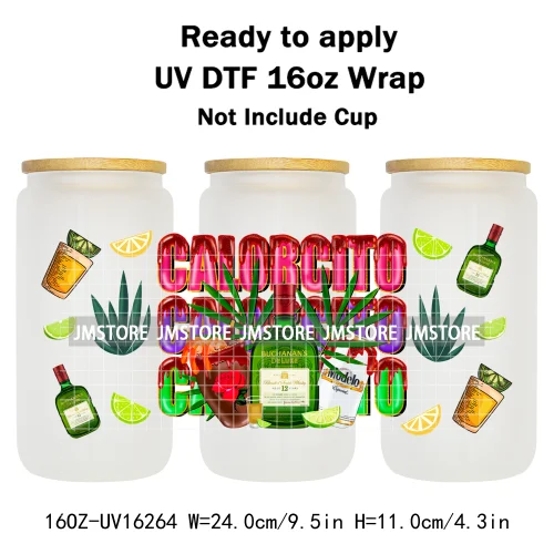 Mexican Culture Drinks Tequila Evil Eye 16OZ UV DTF Cup Wrap Ready To Apply Waterproof Transfer Stickers For Libbey Glass Can