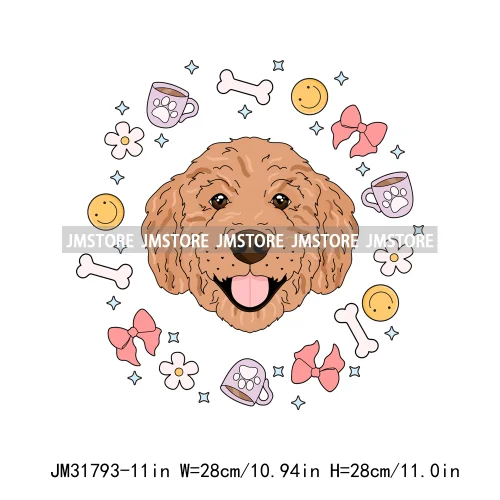 Funny Love Animal Puppy Pet Dogs Cocoa Flower Coquette Design Iron On DTF Transfers Stickers Ready To Press For Sweatshirts Bags