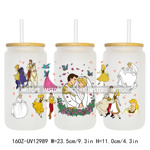 Best Friends Princess Movie Themed 16OZ UV DTF Cup Wraps Ready To Apply Waterproof Transfer Sticker For Libbey Glass Can Tumbler