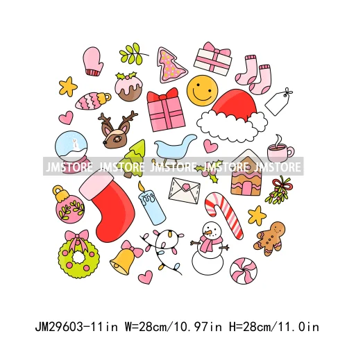 Merry And Bright Howdy Christmas Floral Santa Coquette Bow Tree Book Love Iron On DTF Heat Press Transfer Stickers For Clothes