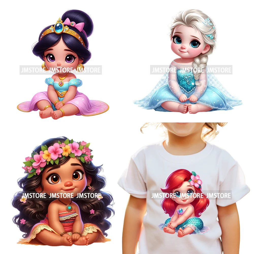 Cute Princess Cartoon Girls Baby Iron On DTF Transfers Stickers Printing Designs Ready To Press For Clothes Bags