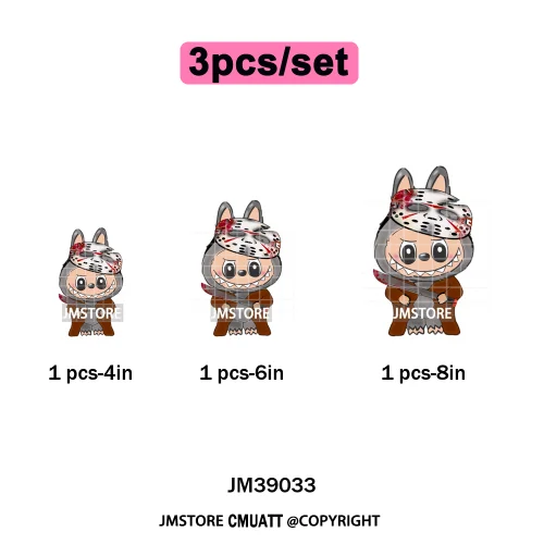 Horror Movie Character Cartoon Dolls Halloween Printing Iron on DTF Washable Transfers Stickers Ready to Press for Clothes Bags