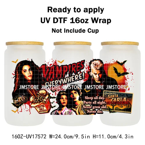Movies Characters Horror Halloween Cartoon 16OZ UV DTF Cup Wraps Ready To Apply Waterproof Transfer Sticker For Libbey Glass Can