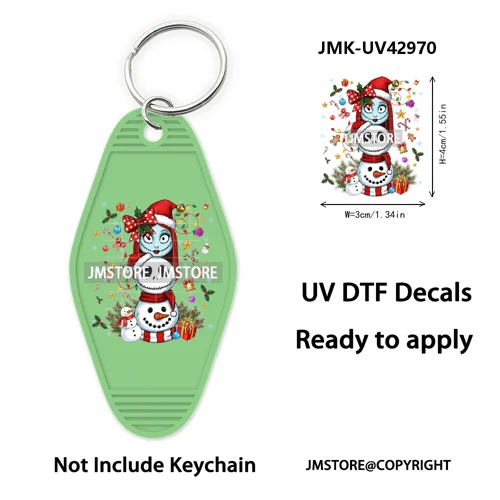 Cartoon Friends Christmas Holiday UV DTF Keychain Wraps Ready To Apply Waterproof High Quality Decals For Hotel Motel Keychain