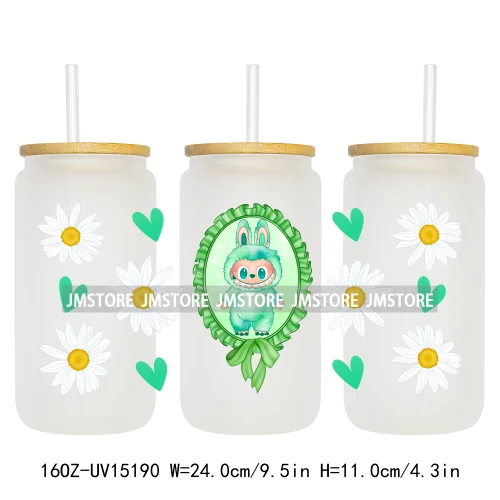 Cute Cartoon Coquette Magical Mirror Bow 16OZ UV DTF Cup Wraps Ready To Apply Waterproof Transfer Stickers For Libbey Glass Can