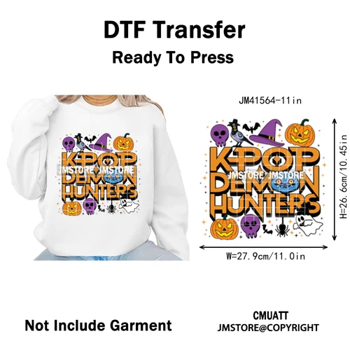 Cute Blue Tiger Idol Group Characters Kpop Halloween Pumpkin Iron on DTF Washable Transfers Stickers Ready to Press for Textile
