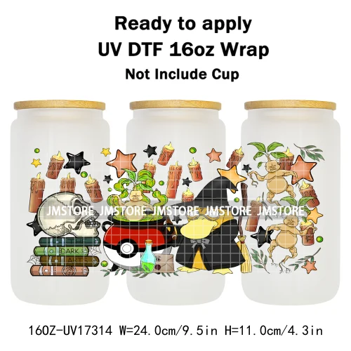 Halloween Wednesday Cartoon Horror Movies UV DTF Stickers Ready To Apply Cup Wrap Custom Labels DIY Craft For Libbey Can Glass
