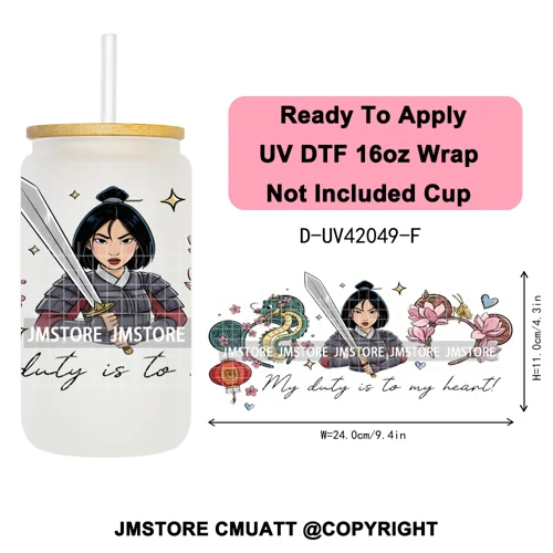 Coquette Bow Magical Cartoon Princess Halloween UV DTF Stickers Ready To Apply Cup Wrap High Quality For 16OZ Libbey Can Glass