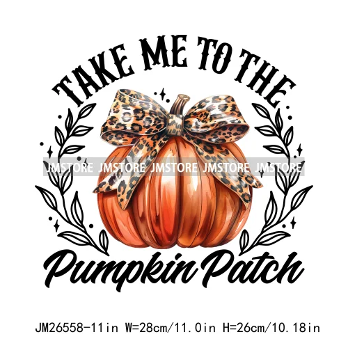 Fall Floral Coquette Bow Religious Jesus Autumn Girly Take Me To Pumpkin Patch DTF Iron On Transfers Stickers For T-shirt Bags