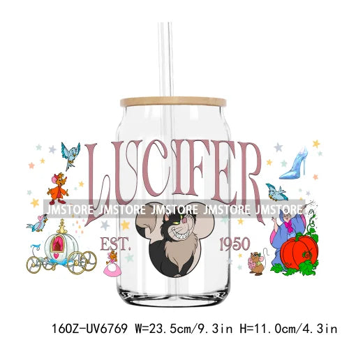 Cartoon Lion Tiger Princess 16OZ UV DTF Cup Wrap Transfers Stickers Custom Labels Durable Waterproof Logo For Libbey Glass Can