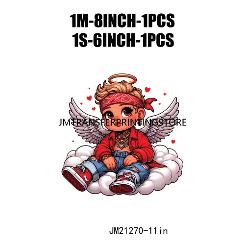 Sweet Pink Valentine's Angel Baby Concha Designs Kids Love Heat Transfer Stickers Ready To Press For T-shirts