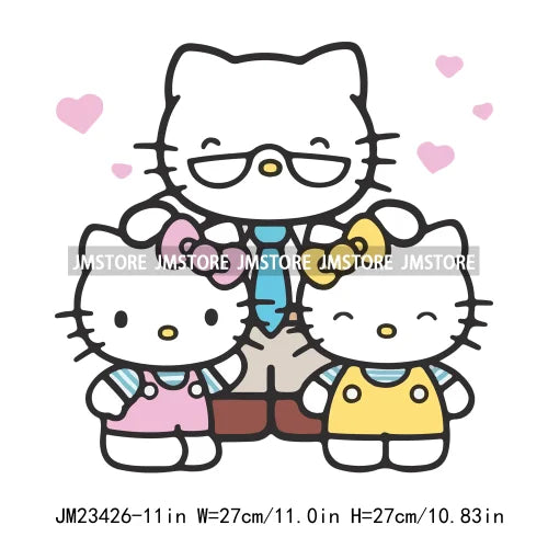 Cartoon Cat Character Father's Day Washable Iron On DTF Transfer Sticker Ready To Press For Clothing Bags