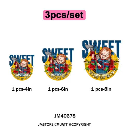 Cartoon Characters Scary Halloween Vibes Bad Killer Mom Iron on DTF Washable Transfers Stickers Ready to Press for Clothing