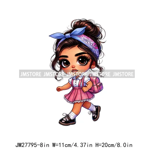 Cute Back To School Latina Baby Princess Chicana Hispanic Girls Designs DTF Iron On Transfer Stickers Ready To Press For Hoodies