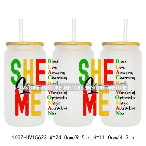Juneteenth Vibes Sneaker And Heel Afro Woman 16OZ UV DTF Cup Wraps Ready To Apply Transfer Stickers For Libbey Glass Can Tumbler
