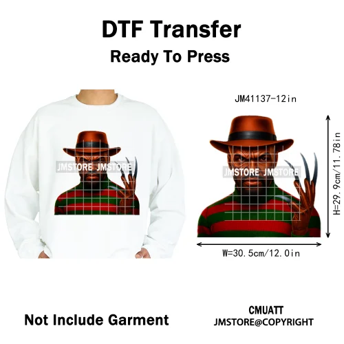 Halloween Spooky Afro Dad Scary Movie Smoking Character Costume Design Iron on DTF Transfer Stickers Ready to Press for Clothing