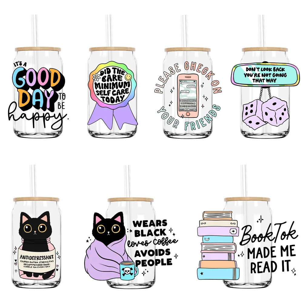 Inspirational Positive Quotes UV DTF Transfers Stickers Decals For Libbey Cold Cups Mugs Tumbler Waterproof DIY Craft