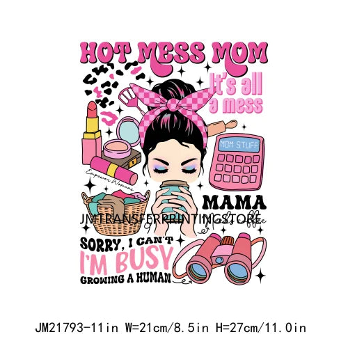 Hot Mess Mom Favorite Mom Things She Is Mom Bible Verse Mama Letter Designs DTF Transfer Stickers Ready To Press For T-shirt