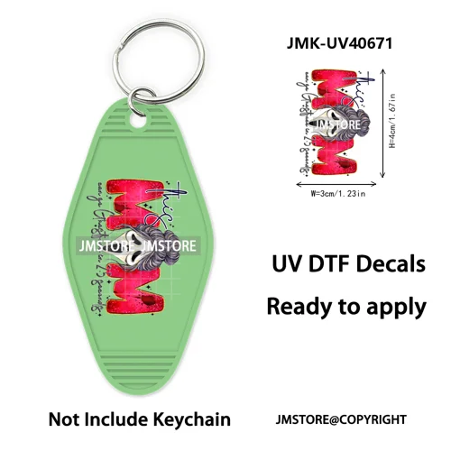 Horror Movie Characters Halloween Mom UV DTF Motel Keychain Wraps Ready To Apply Waterproof High Quality Hotel Keychain Decals