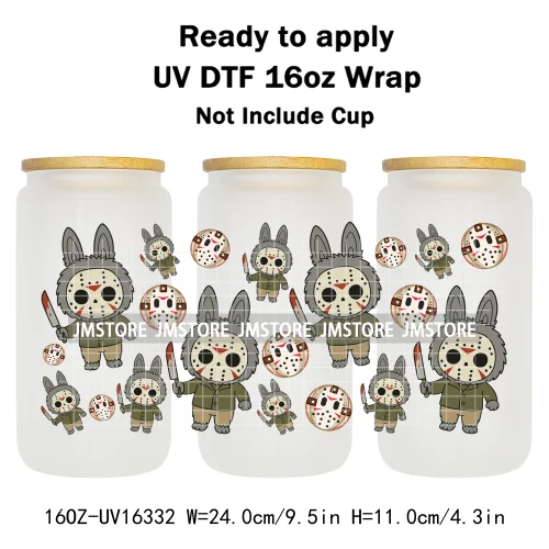 Laboo Killers Friends Halloween Monster Doll UV DTF Stickers Ready To Transfer Cup Wrap Custom Logo For Libbey Can Glass Tumbler