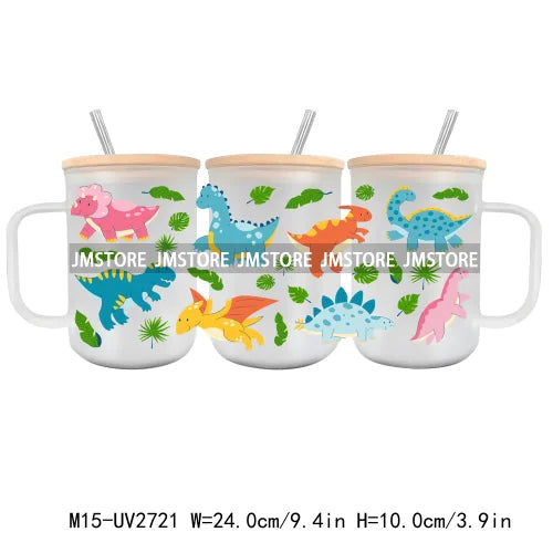 Floral Wildflowers Plants Butterfly UV DTF Glass Can Wrap For 15OZ Mug Coffee Cup Transfer Stickers DIY Custom Logo Labels