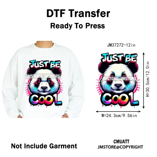 12in Graffiti Streetwear Beasts Cartoon Animals Hip Hop Quotes Iron on DTF Heat Transfers Stickers Ready to Press for Hoodies