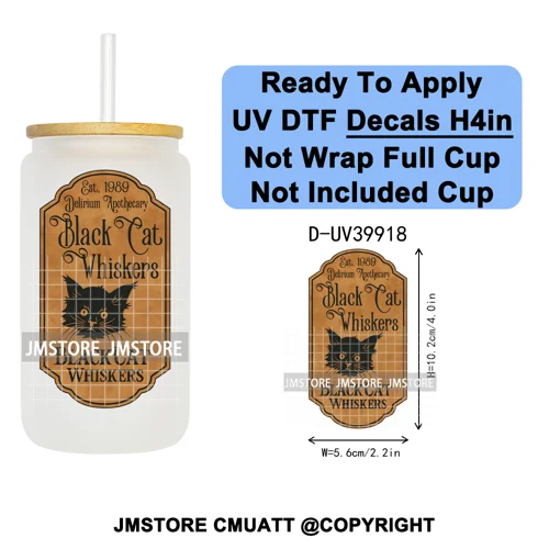 Spooky Halloween Witch Brew Bottle Label Set UV DTF Transfer Stickers Decals Ready To Apply Waterproof For 16OZ Libbey Glass Can