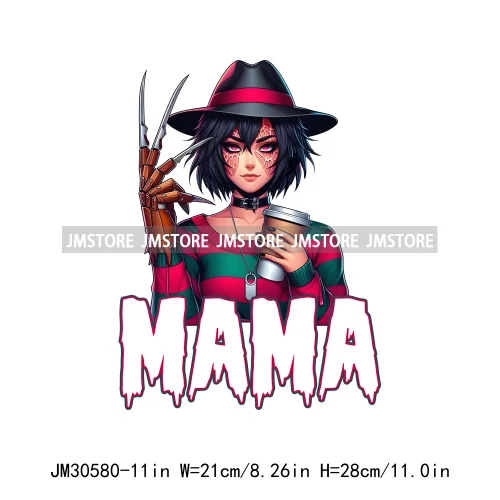 Halloween Spooky Horror Cartoon Mama Character Printing Iron On DTF Transfers Stickers Ready To Press For Sweatshirts