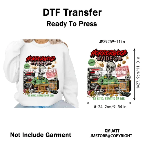 Trendy Margaritas Scary Movie Halloween Monsters Season Iron on DTF Washable Heat Transfers Stickers Ready to Press for Hoodies