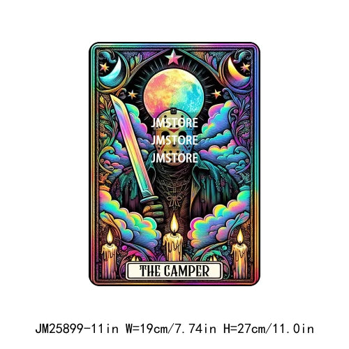 Spooky Horror Halloween Designs Killer King Ghost Death Tarot Card DTF Iron On Transfer Stickers Ready To Press For T-shirt Bags