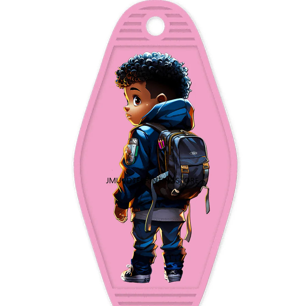 Cool Afro Boy Prince Magic High Quality WaterProof UV DTF Sticker For Motel Hotel Keychain Fashion Black Kids