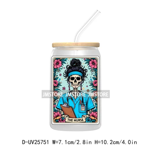 The Nurse Snarky Witchy Tarot Card UV DTF Transfer Stickers Decals For Libbey Cold Cups Mugs Durable Custom Labels Humor Sarcasm