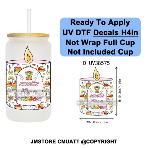 Bookish Positive Quotes Self Care UV DTF Transfer Stickers Decals Ready To Apply Waterproof For 16OZ Libbey Glass Can Tumbler